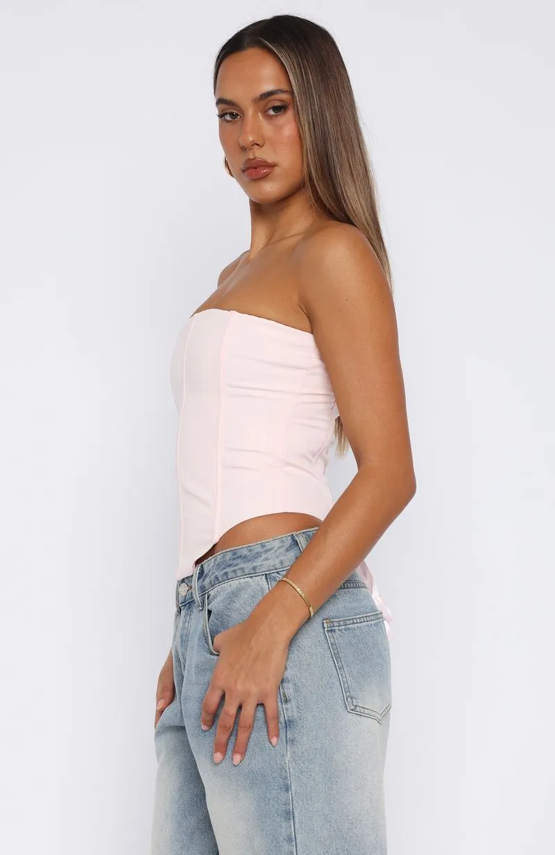 Always Wondering Strapless Bustier Baby Pink Chic Look NonRestrictive Fit