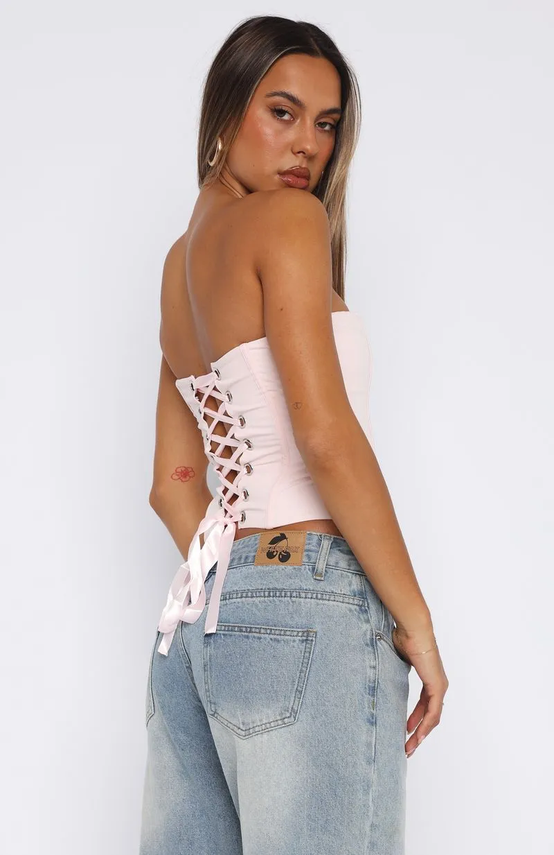 Always Wondering Strapless Bustier Baby Pink YarnDyedFabric FoldableFeature