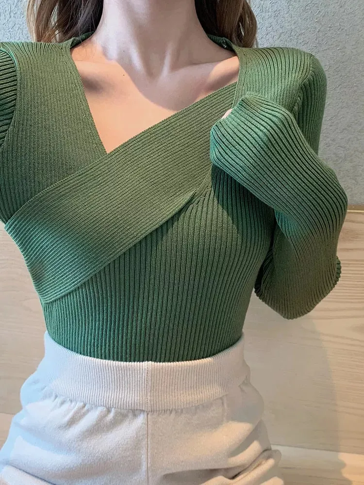 Irregular Wide V-Neck Women Sweaters