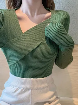 Irregular Wide V-Neck Women Sweaters