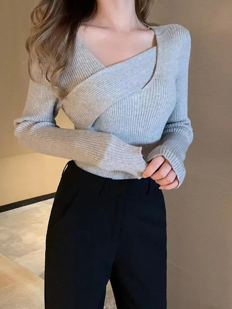 Irregular Wide V-Neck Women Sweaters