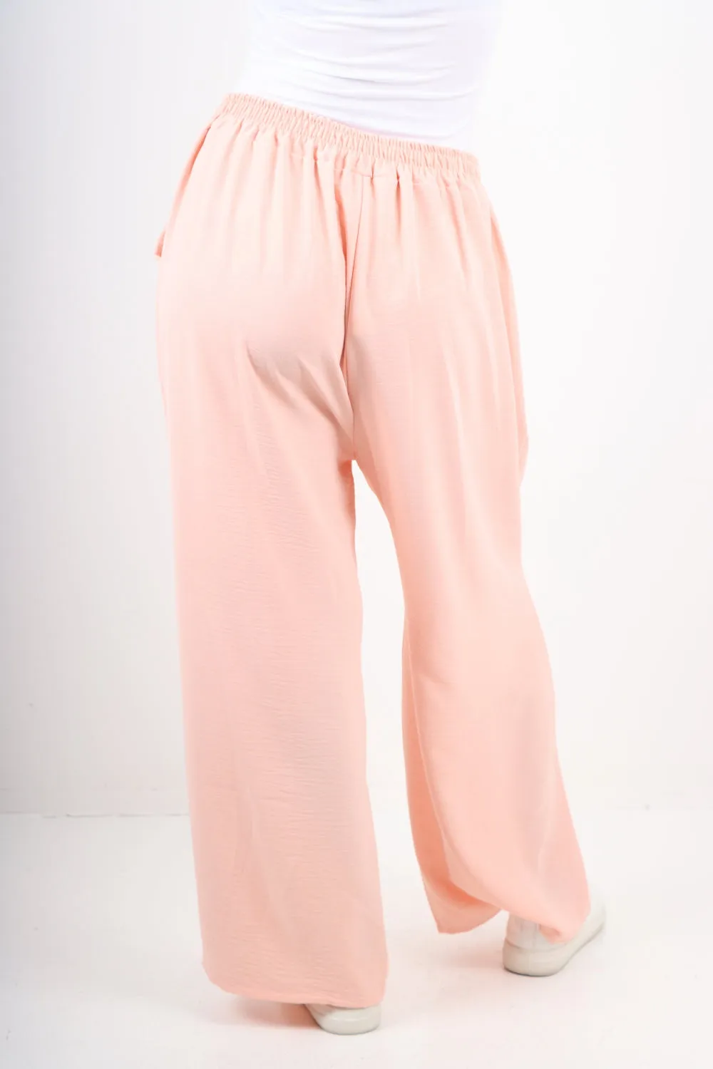 Italian Plain Elasticated Waist Side Pockets Cotton Trousers