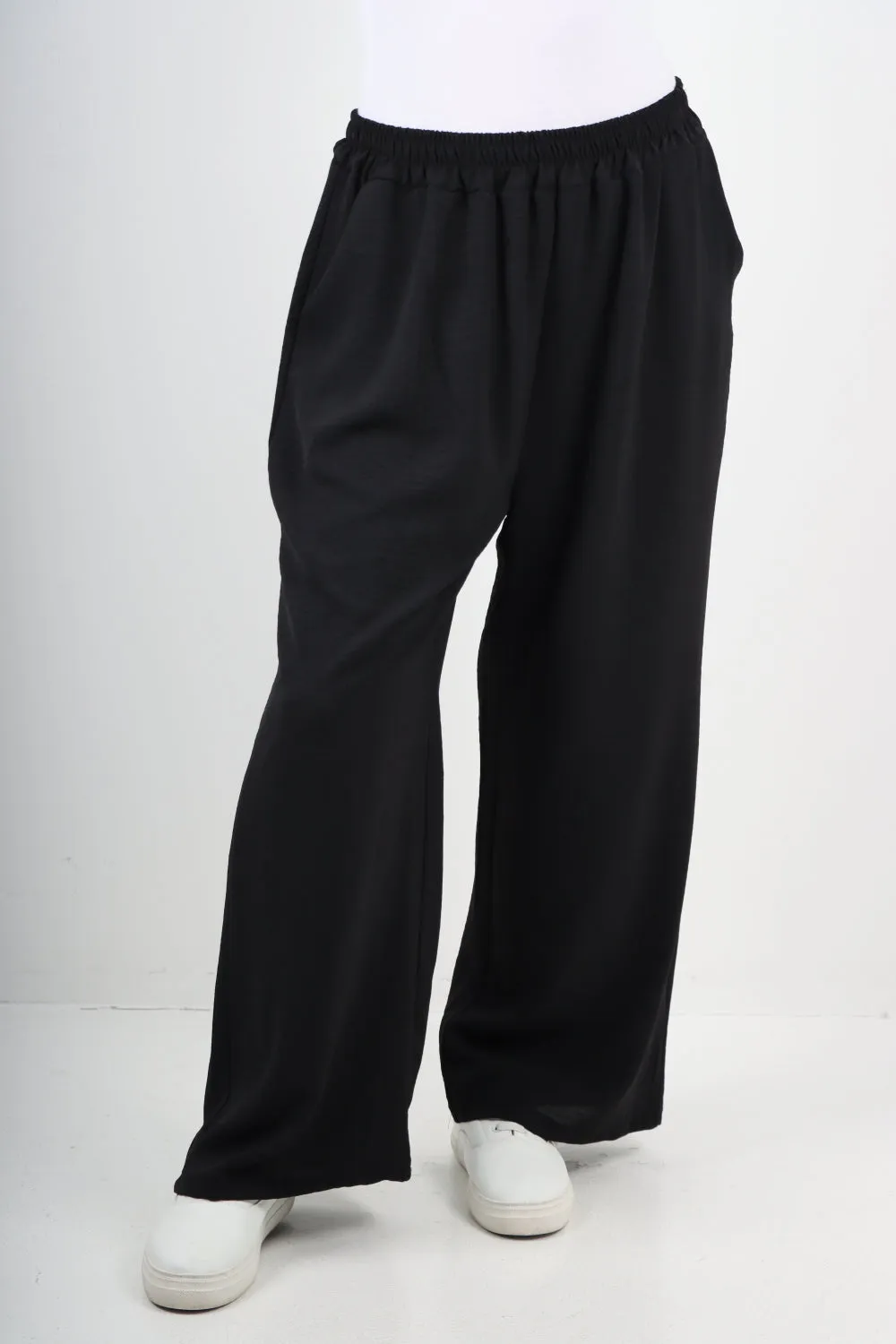 Italian Plain Elasticated Waist Side Pockets Cotton Trousers