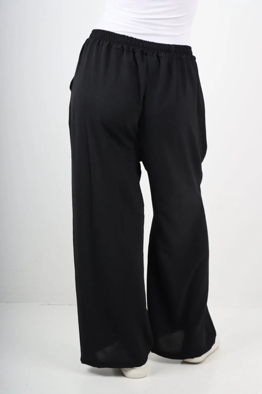 Italian Plain Elasticated Waist Side Pockets Cotton Trousers