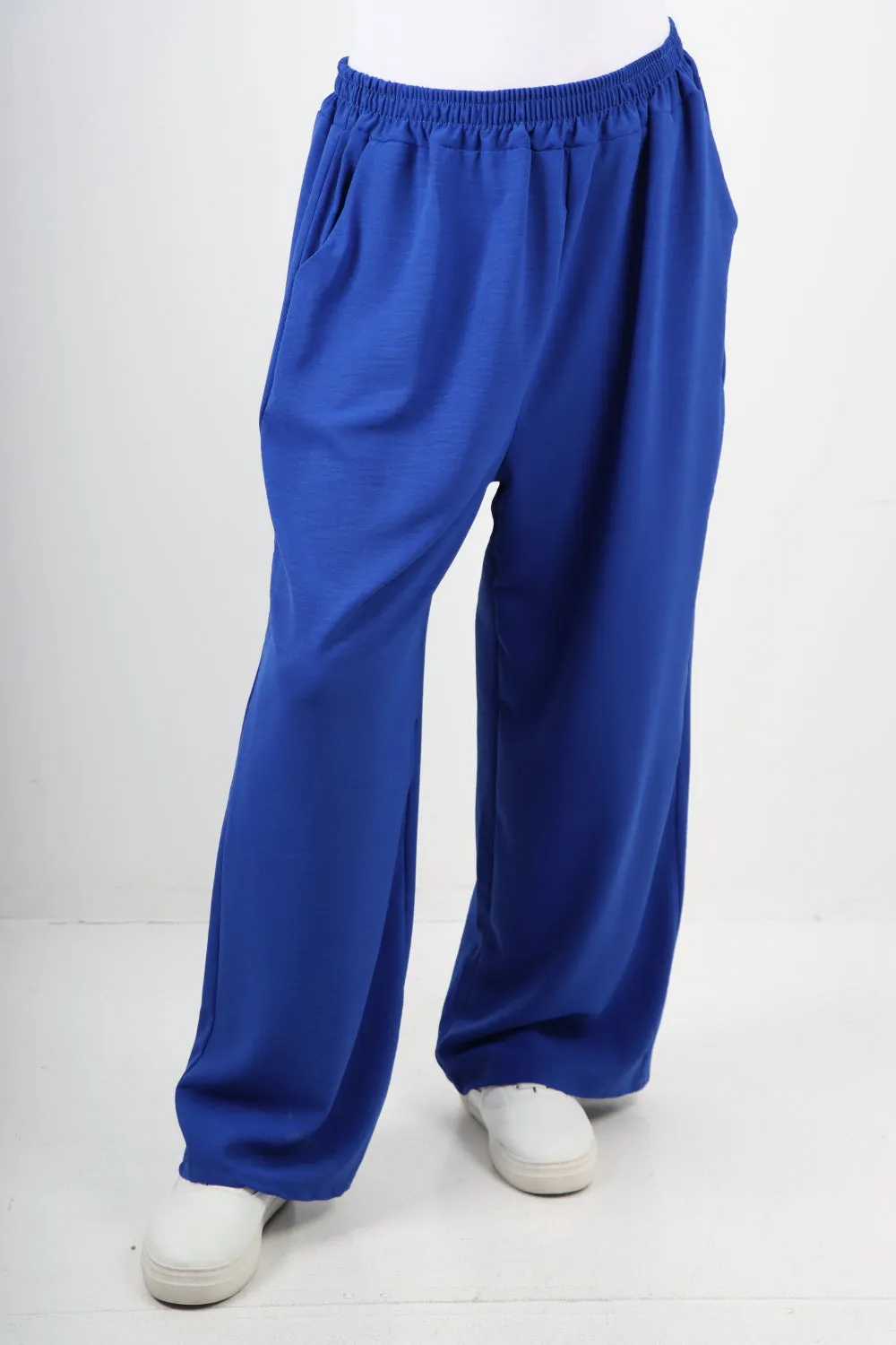 Italian Plain Elasticated Waist Side Pockets Cotton Trousers