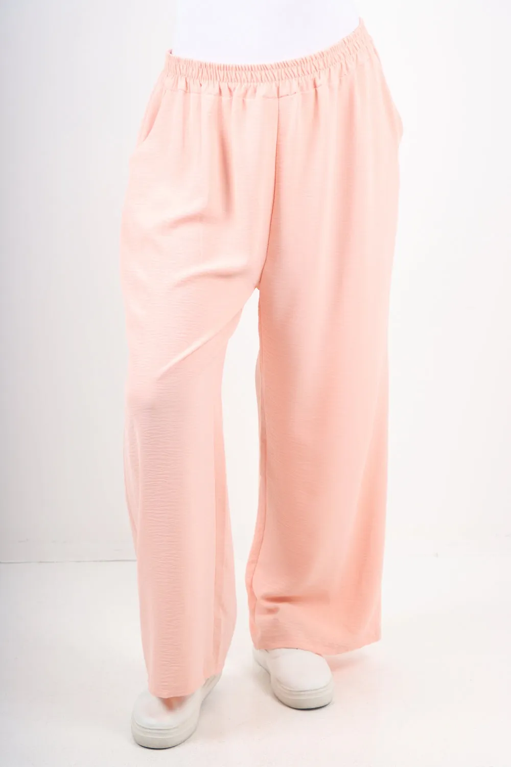 Italian Plain Elasticated Waist Side Pockets Cotton Trousers
