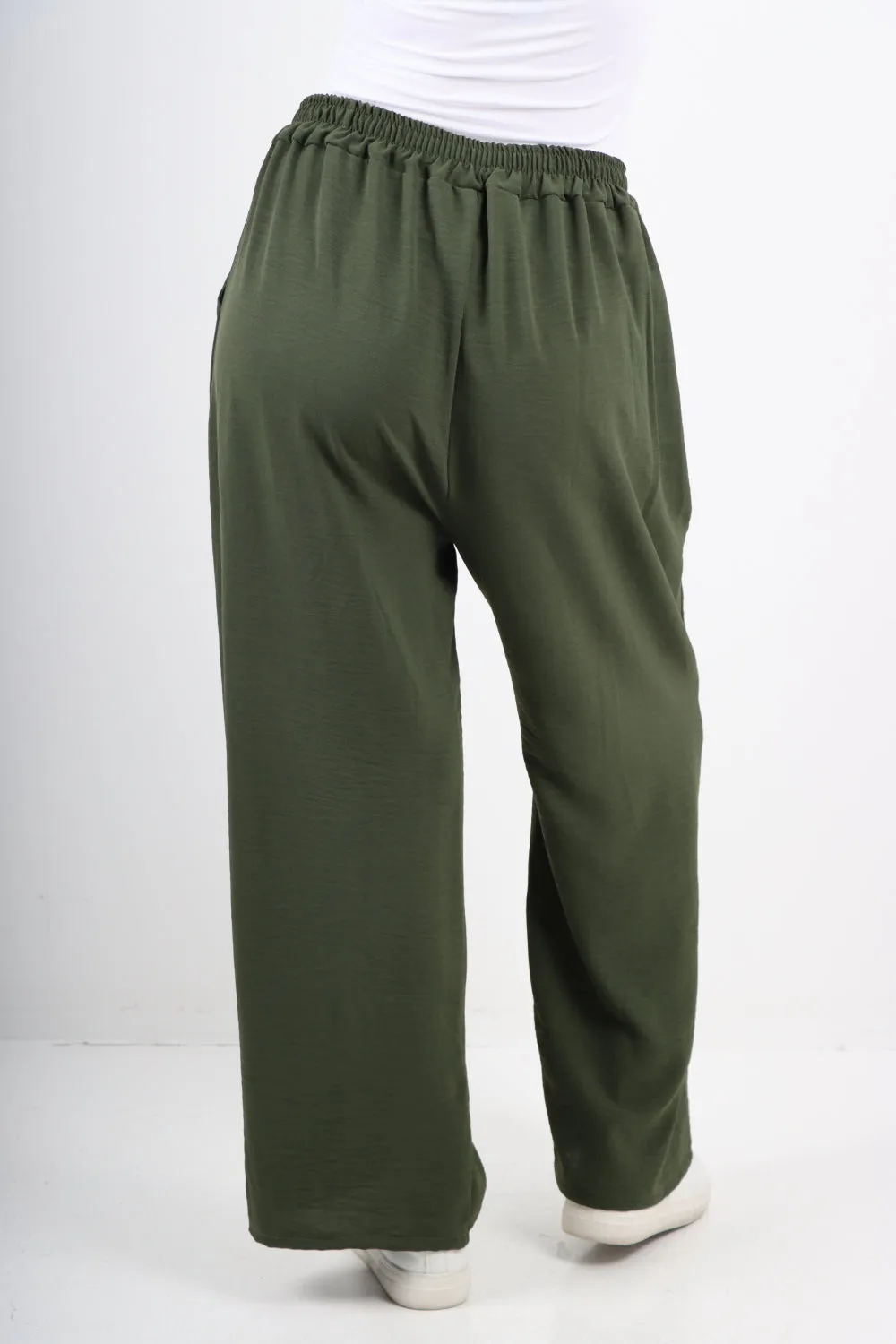 Italian Plain Elasticated Waist Side Pockets Cotton Trousers