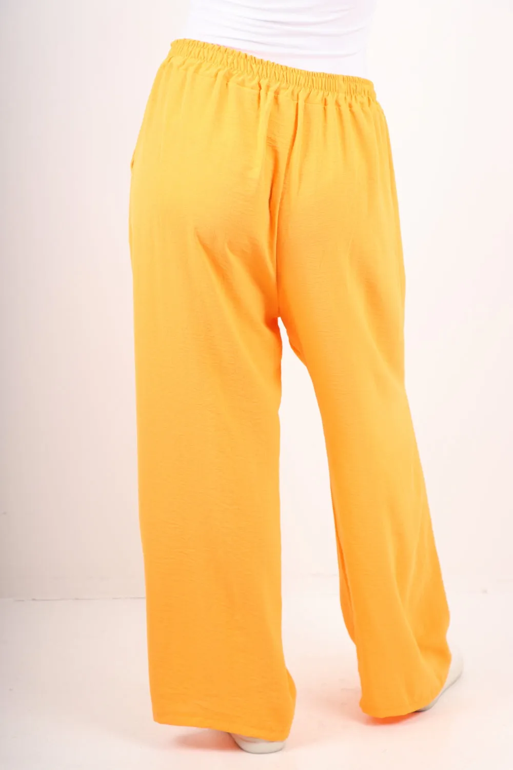 Italian Plain Elasticated Waist Side Pockets Cotton Trousers