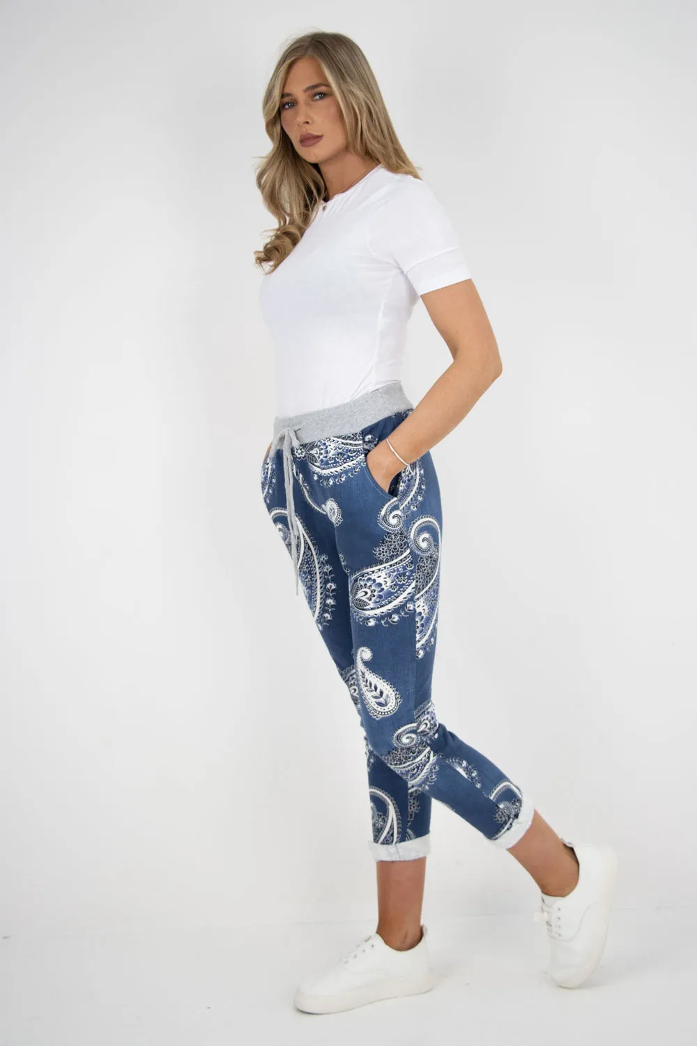 Italian Printed Cotton Ladies Trouser