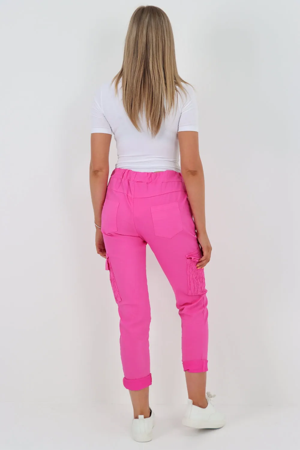 Italian Shirred Pockets Cargo Trousers