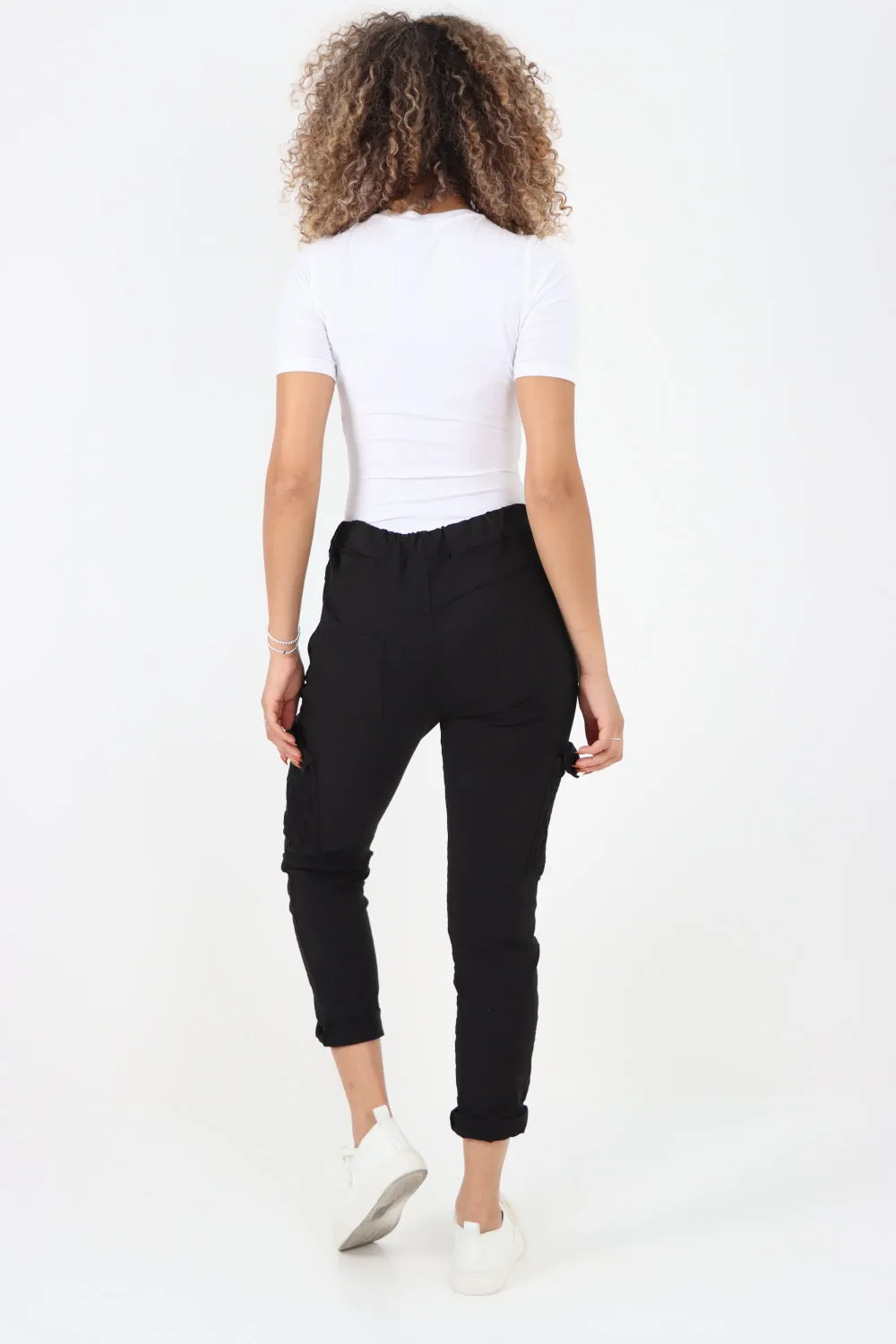 Italian Shirred Pockets Cargo Trousers