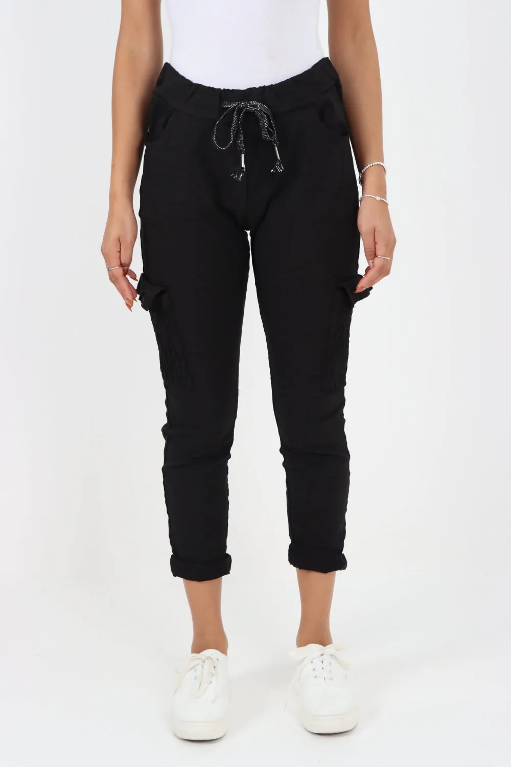 Italian Shirred Pockets Cargo Trousers