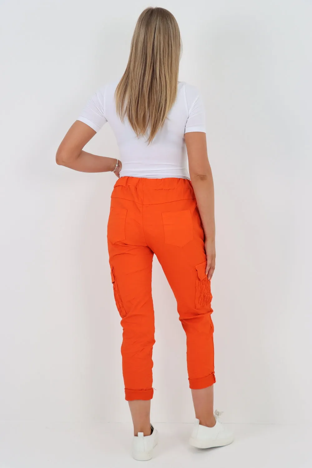 Italian Shirred Pockets Cargo Trousers