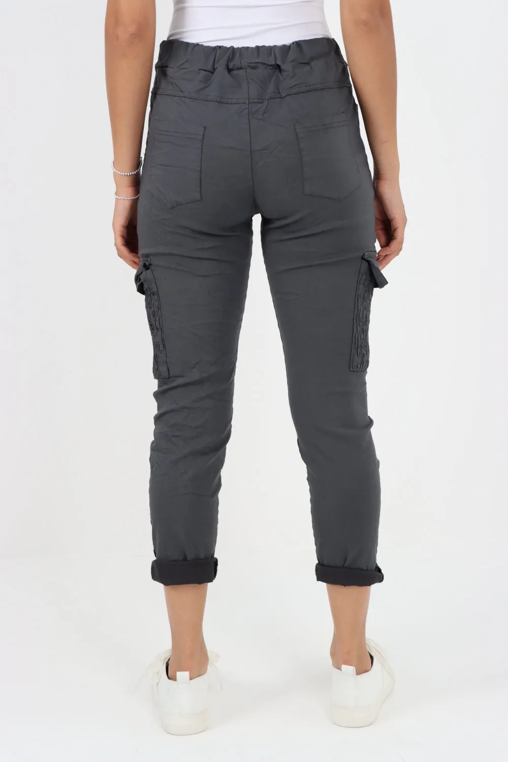 Italian Shirred Pockets Cargo Trousers