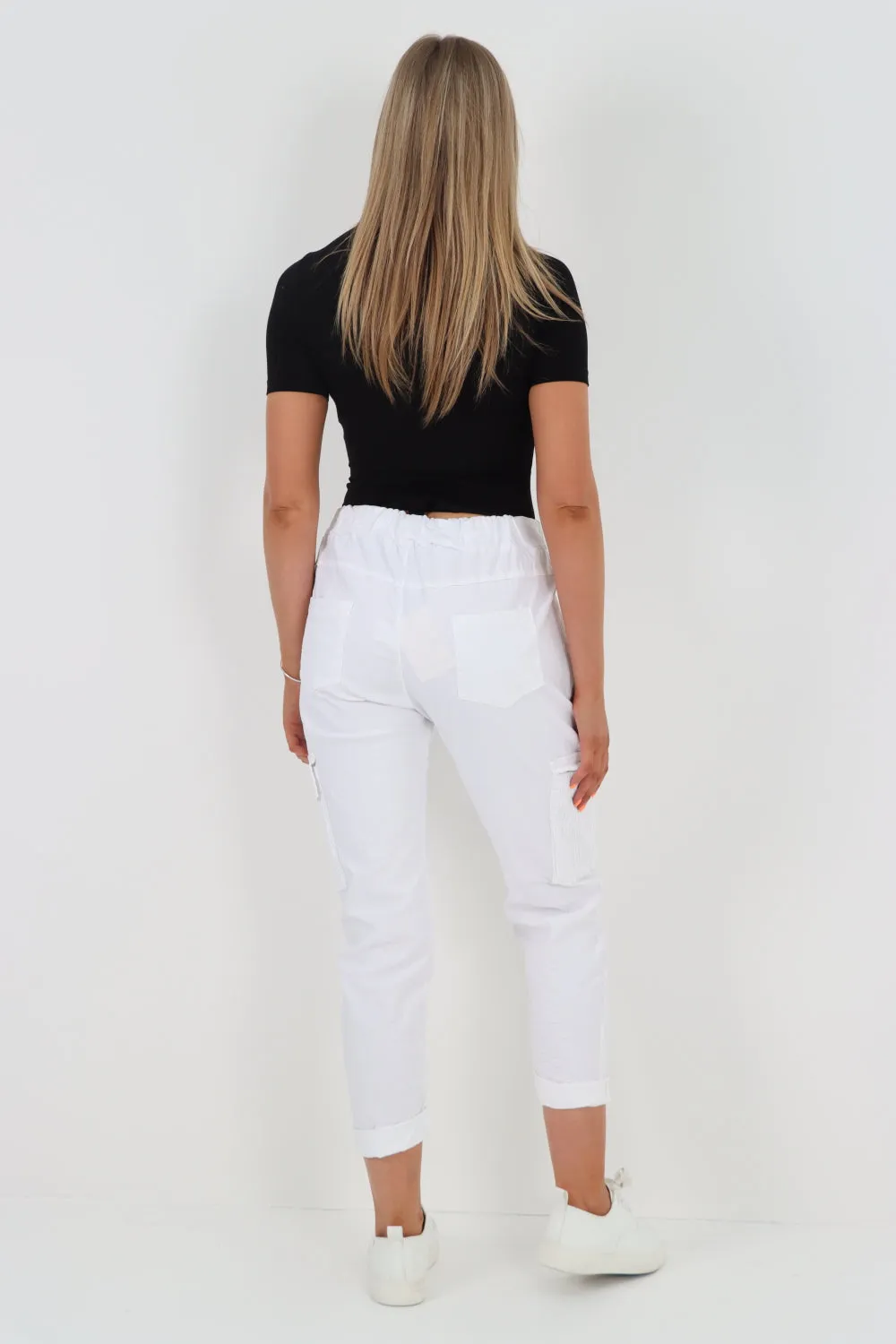 Italian Shirred Pockets Cargo Trousers