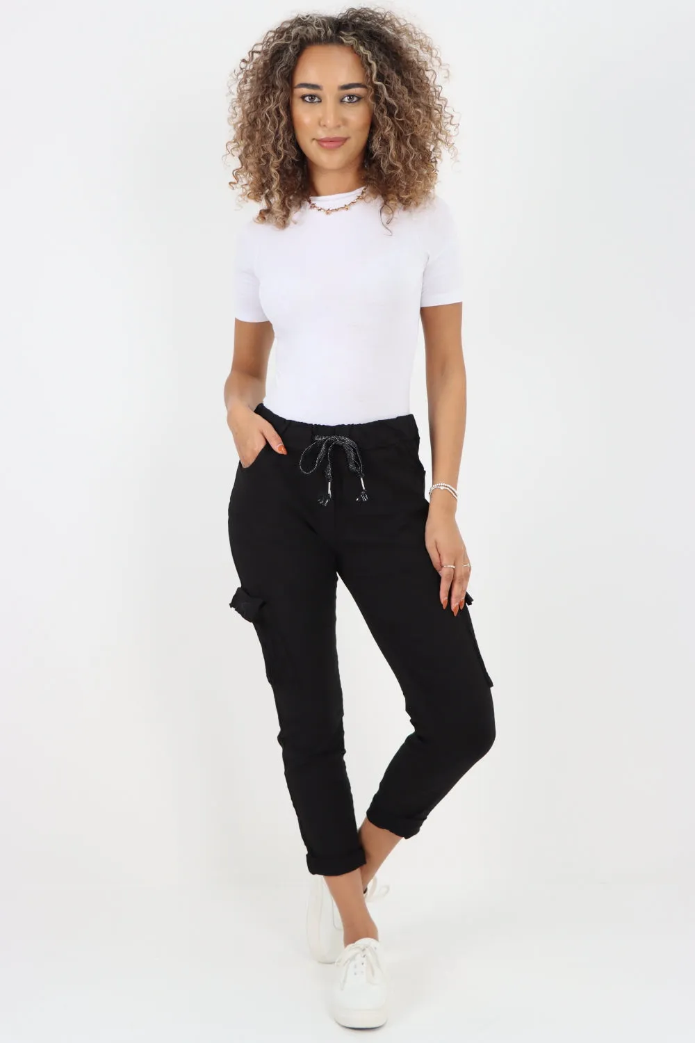 Italian Shirred Pockets Cargo Trousers