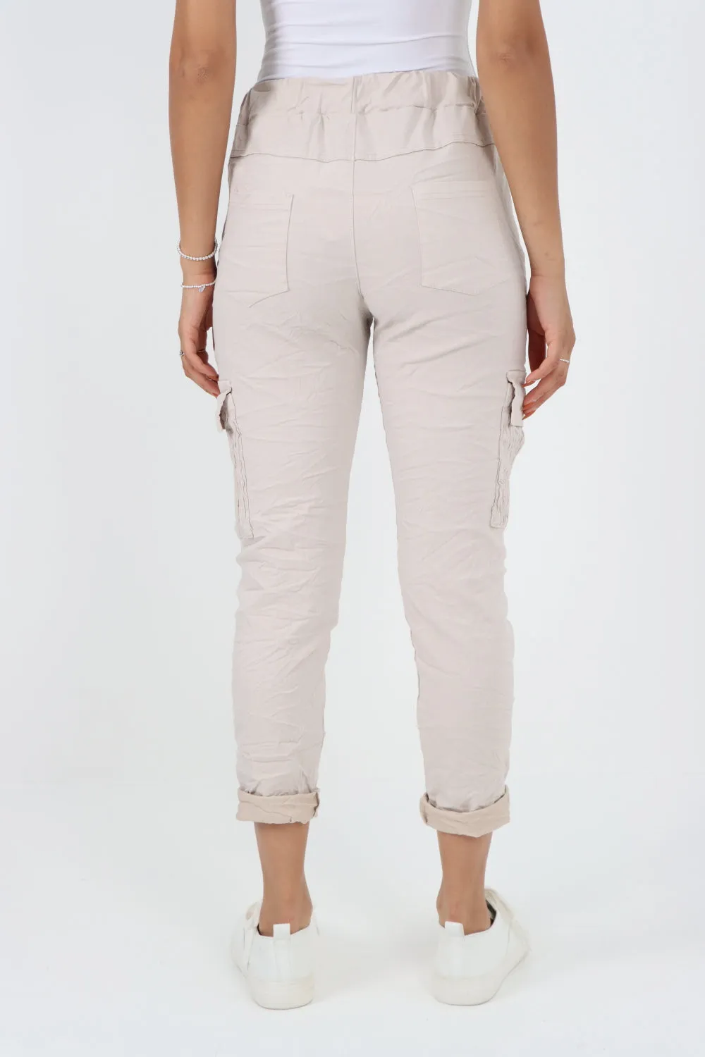 Italian Shirred Pockets Cargo Trousers