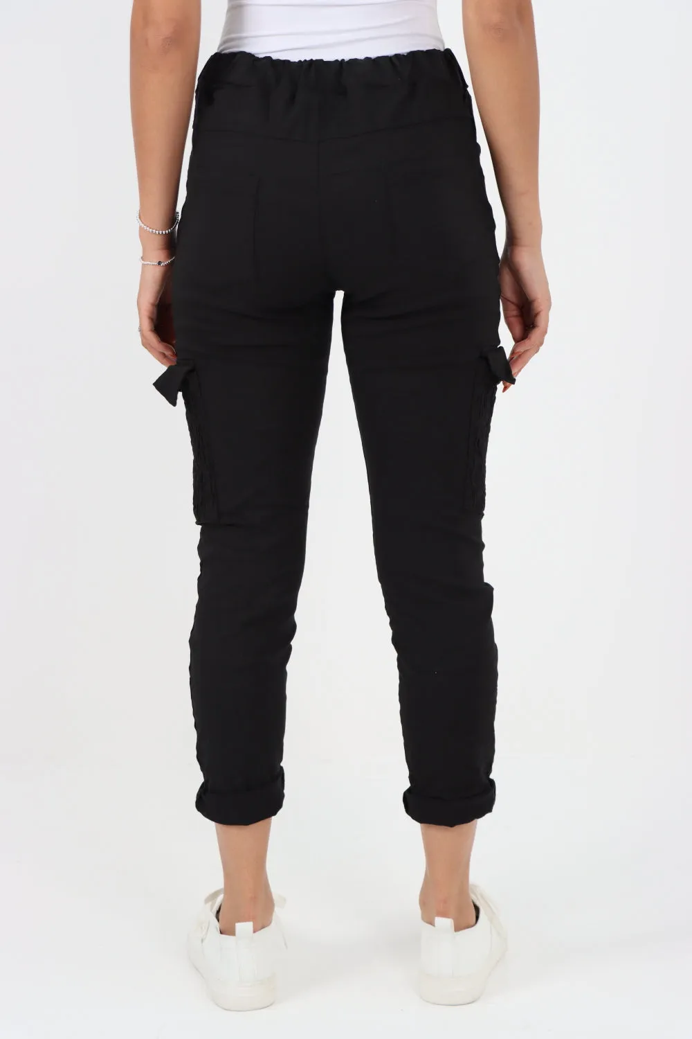Italian Shirred Pockets Cargo Trousers