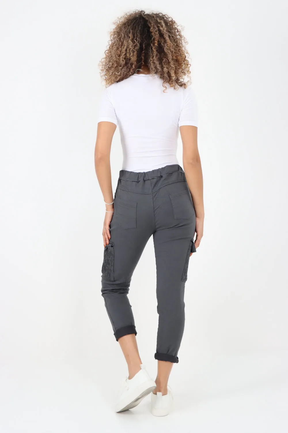 Italian Shirred Pockets Cargo Trousers