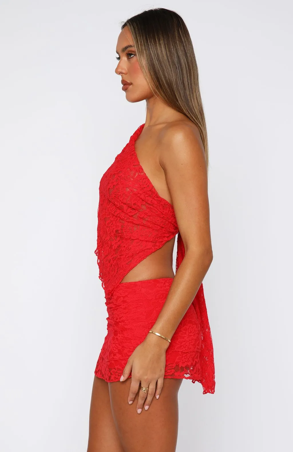 All Day Comfort Crisp Edge It's A Love Story Lace Mini Skort Red