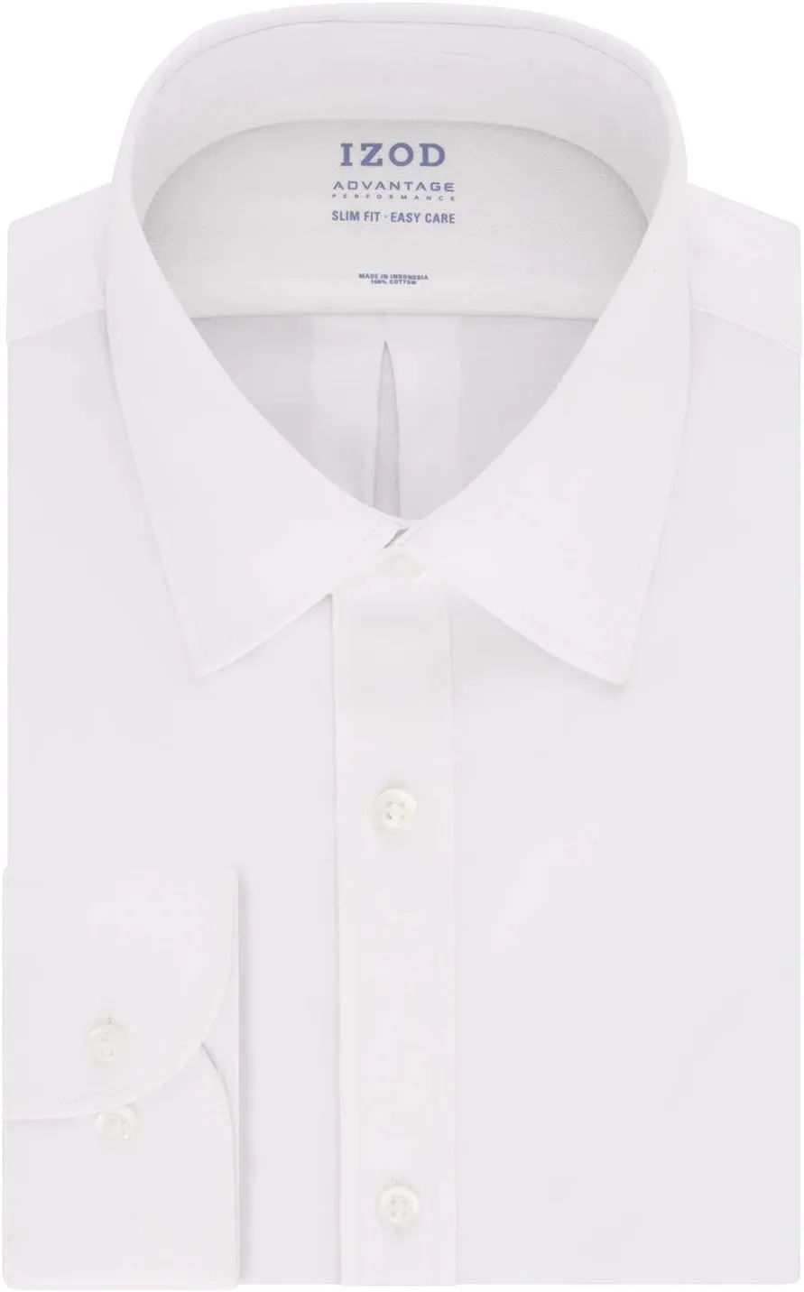 IZOD Men's Dress Shirt Slim Fit Stretch Fx Cooling Collar Solid