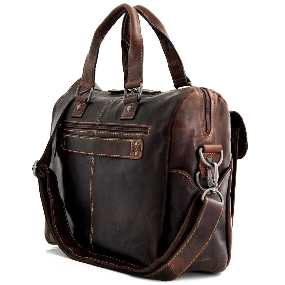 Jack Georges Voyager Zippered Briefcase with Front Flap Pocket