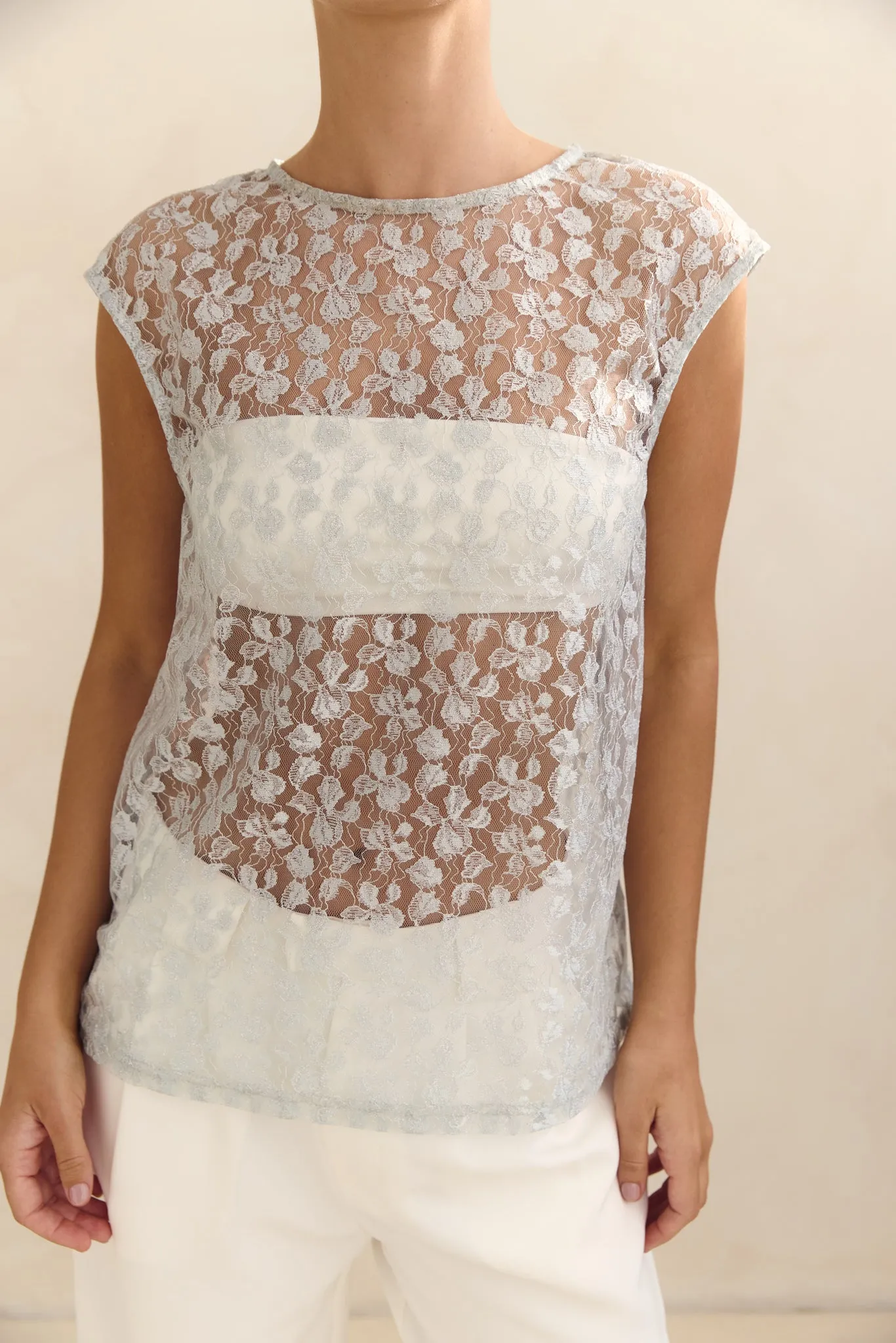 WaterRepellent Coating Jaida Lace Top (Blue)