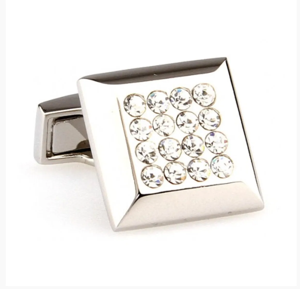 James Adelin Silver Crystal Square Cuff Links