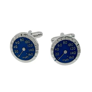 James Adelin Silver/Blue Watch Circular Cuff Links