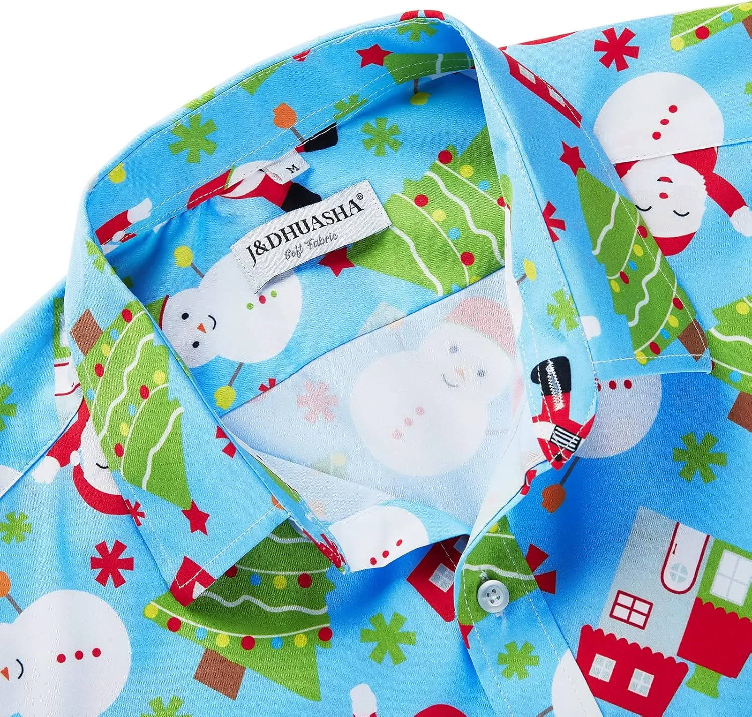 J&DHUASHA Christmas Hawaiian Shirt for Men Short Sleeve Button Down Santa Vacation Dress Shirts