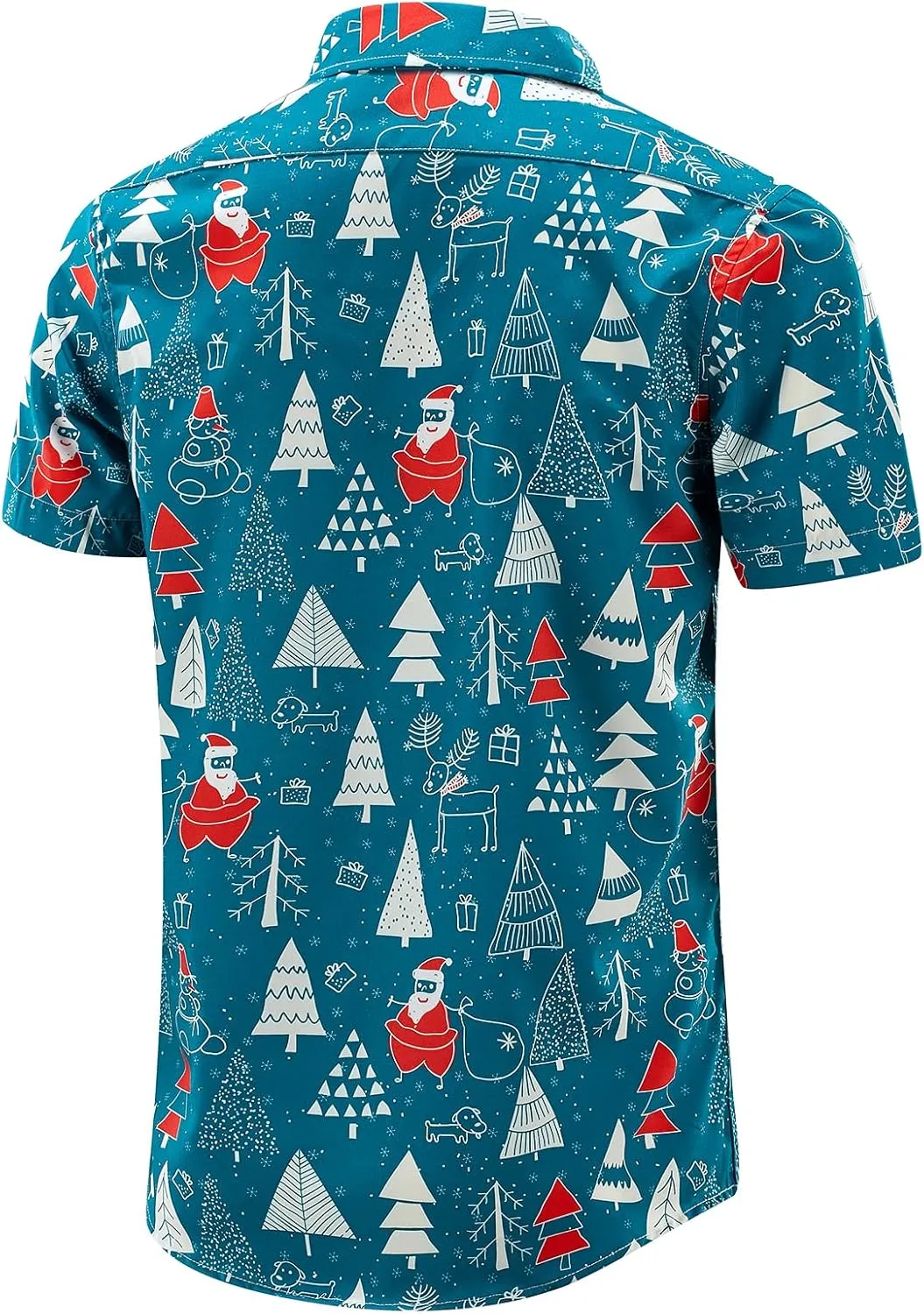 J&DHUASHA Christmas Hawaiian Shirt for Men Short Sleeve Button Down Santa Vacation Dress Shirts