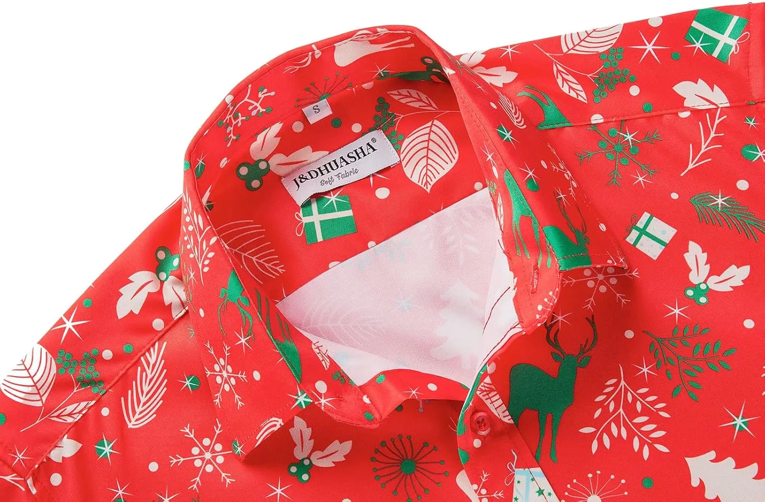 J&DHUASHA Christmas Hawaiian Shirt for Men Short Sleeve Button Down Santa Vacation Dress Shirts
