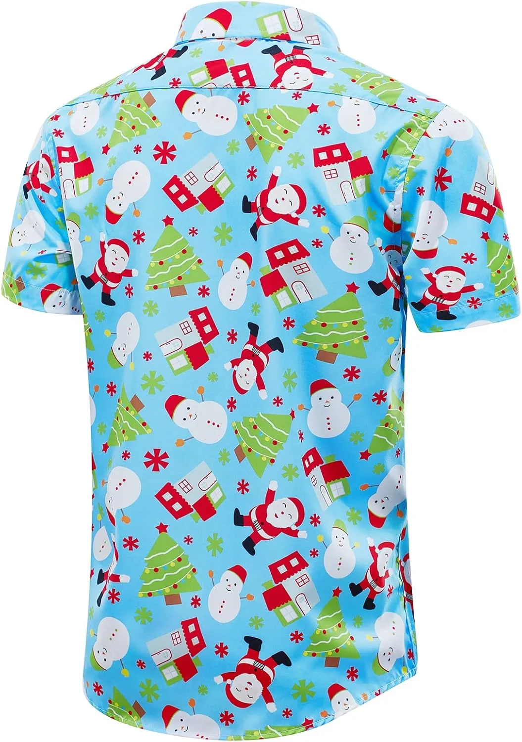 J&DHUASHA Christmas Hawaiian Shirt for Men Short Sleeve Button Down Santa Vacation Dress Shirts