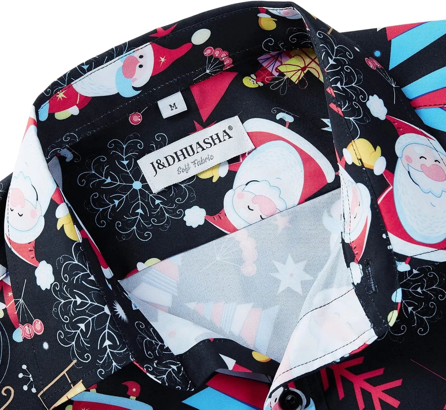 J&DHUASHA Christmas Hawaiian Shirt for Men Short Sleeve Button Down Santa Vacation Dress Shirts
