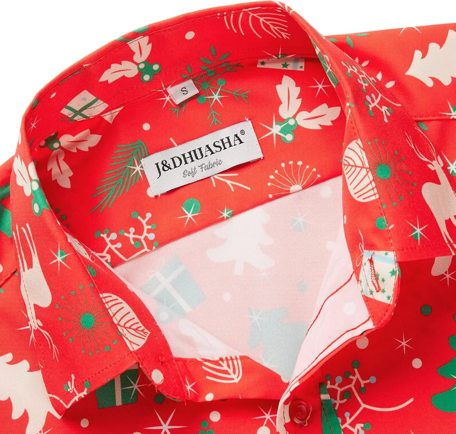 J&DHUASHA Christmas Hawaiian Shirt for Men Short Sleeve Button Down Santa Vacation Dress Shirts