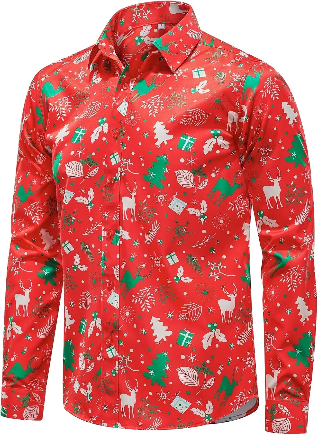 J&DHUASHA Christmas Hawaiian Shirt for Men Short Sleeve Button Down Santa Vacation Dress Shirts