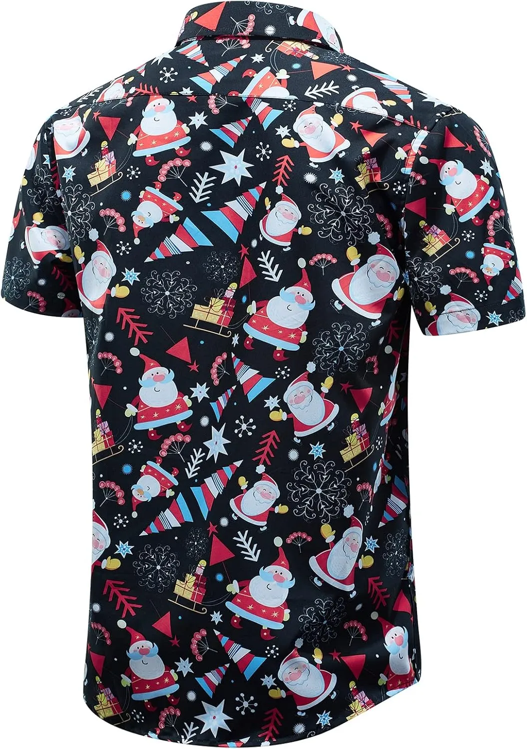 J&DHUASHA Christmas Hawaiian Shirt for Men Short Sleeve Button Down Santa Vacation Dress Shirts