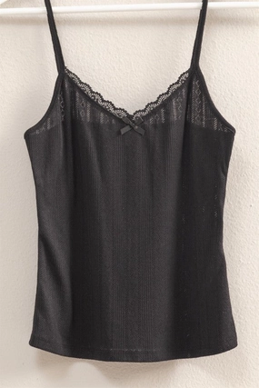 Janet Picot Trim Knit Snug Fit Cami Top Reverseble Design