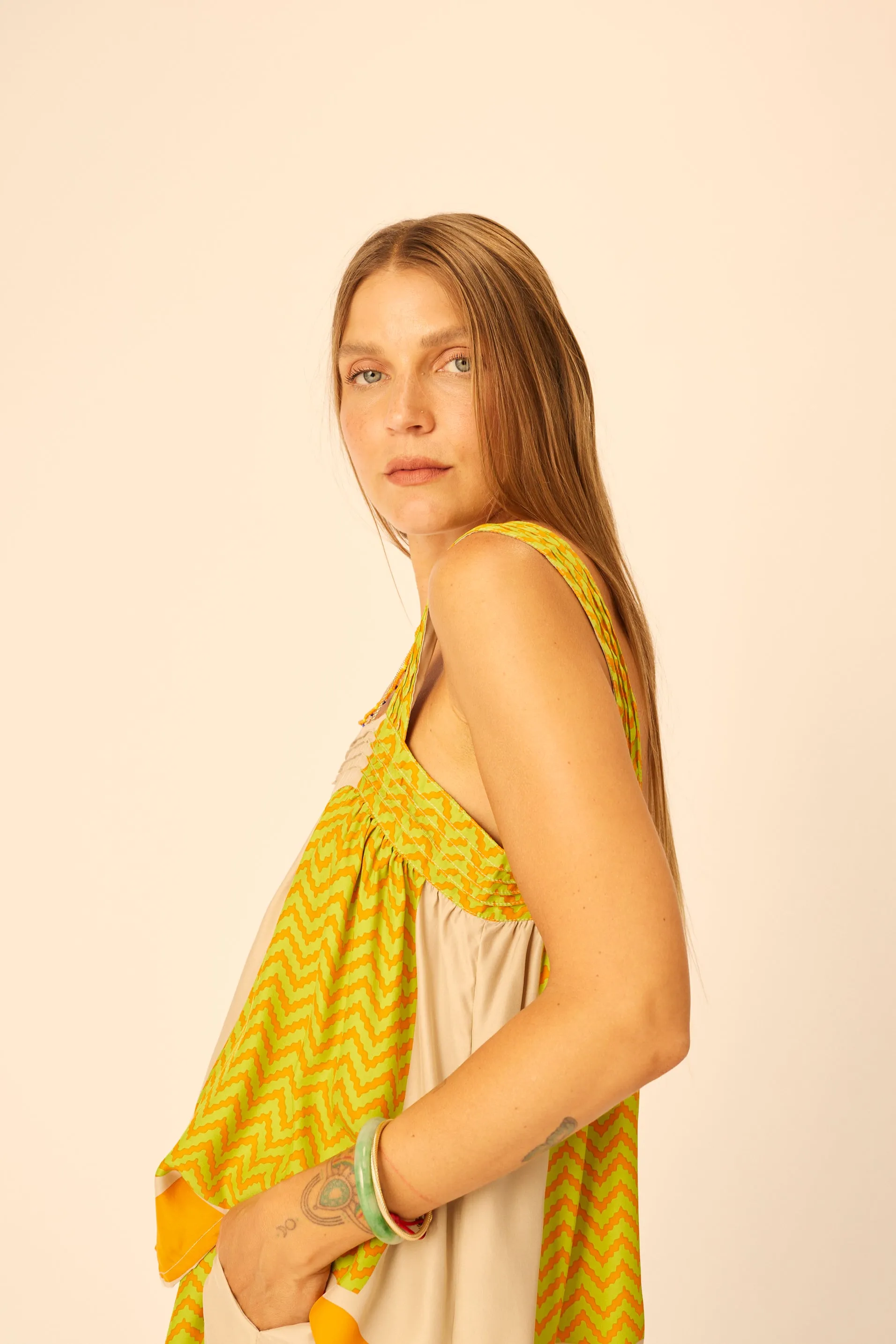 JASMINE TOP Fashionable Tank DoubleLayered Collar