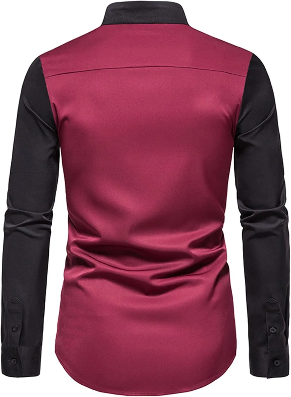 JEShifangjiusu Men's Long Sleeve Dress Shirt Stand Collar Casual Asymmetric Button Down Shirts Fashion Business Golf Shirt