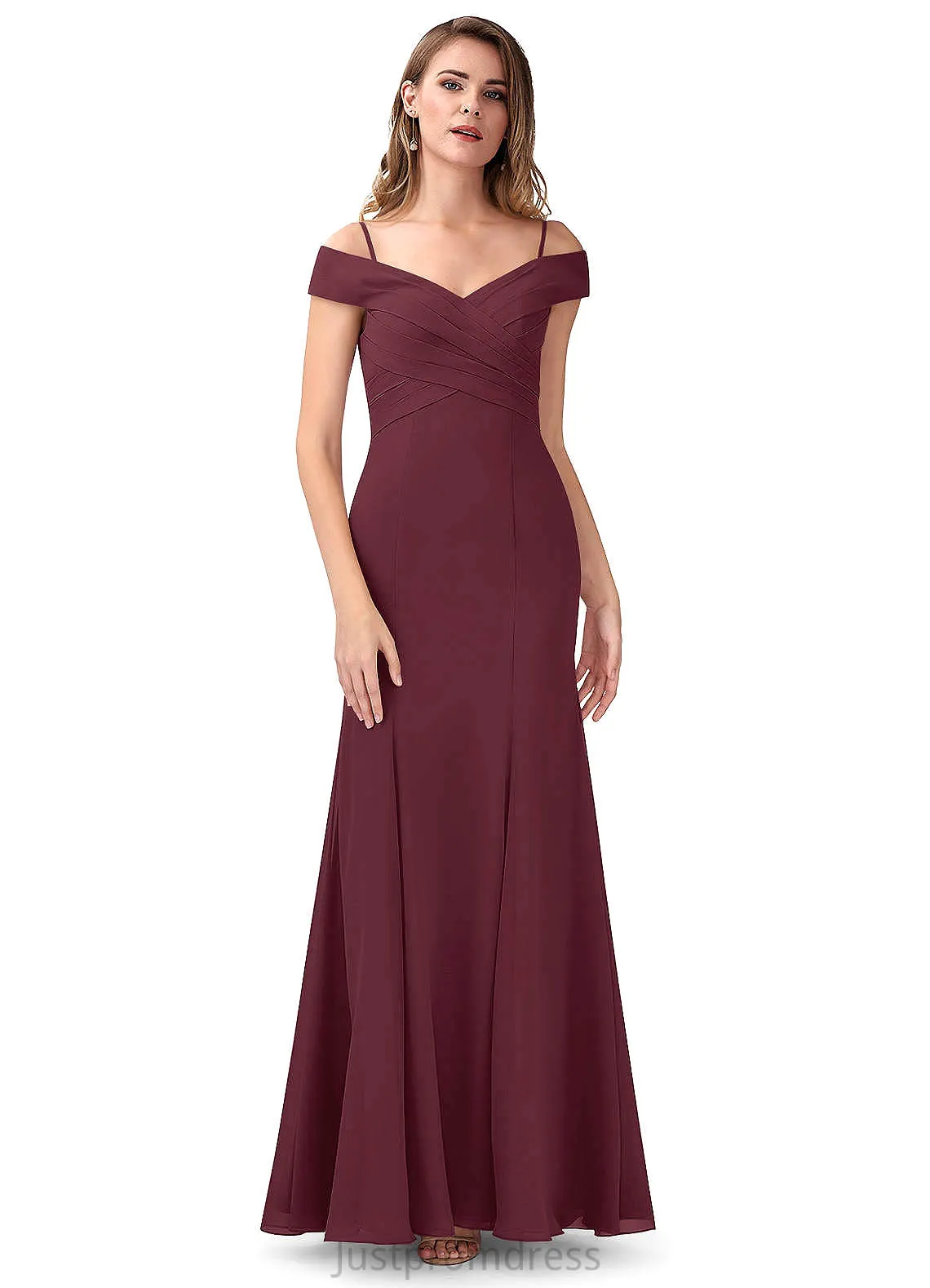 Johanna Floor Length Straps Sleeveless Sheath/Column Bridesmaid Dresses