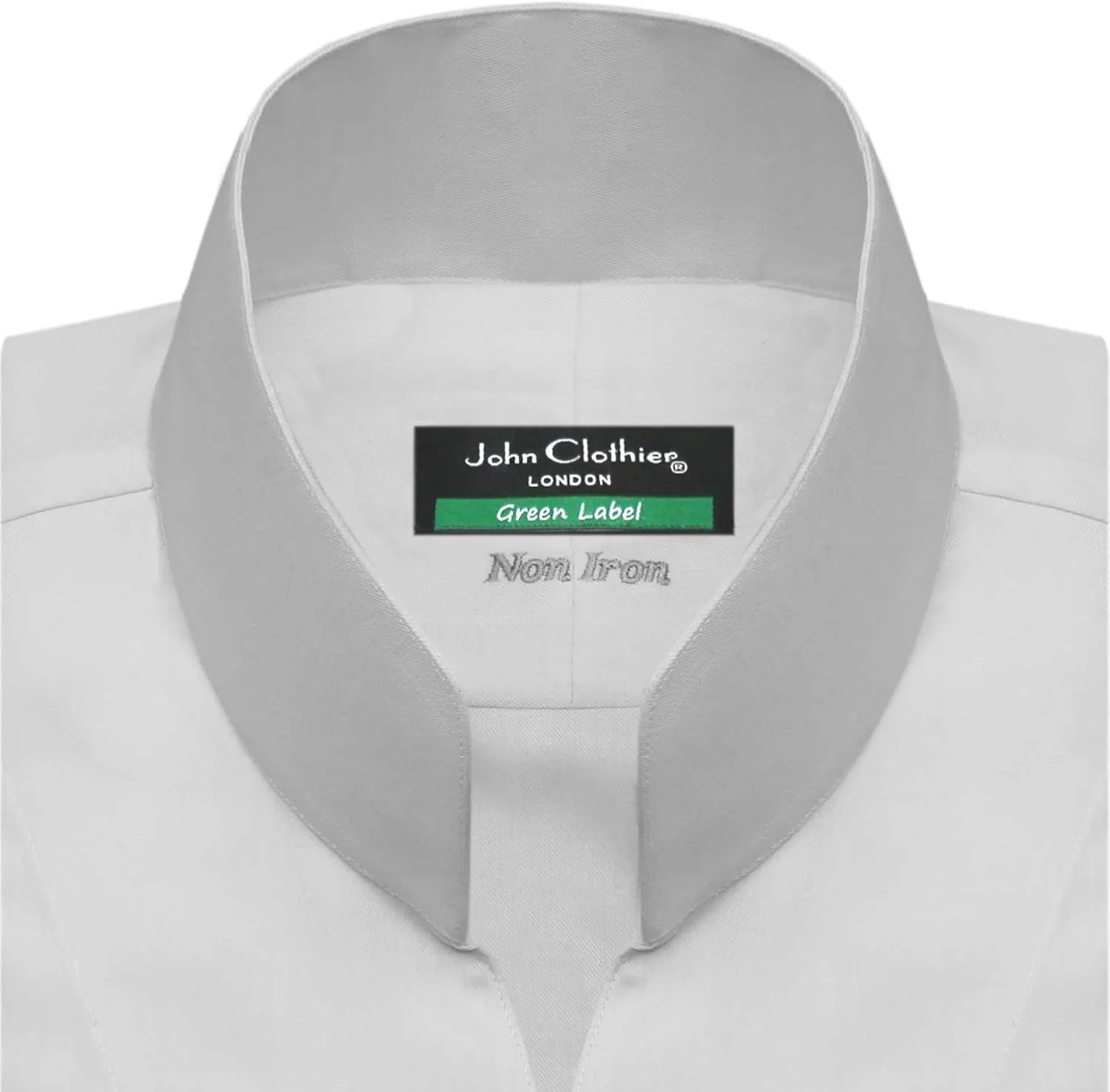 John Clothier High Open Collar Grey Men's Non Iron Cotton Shirt