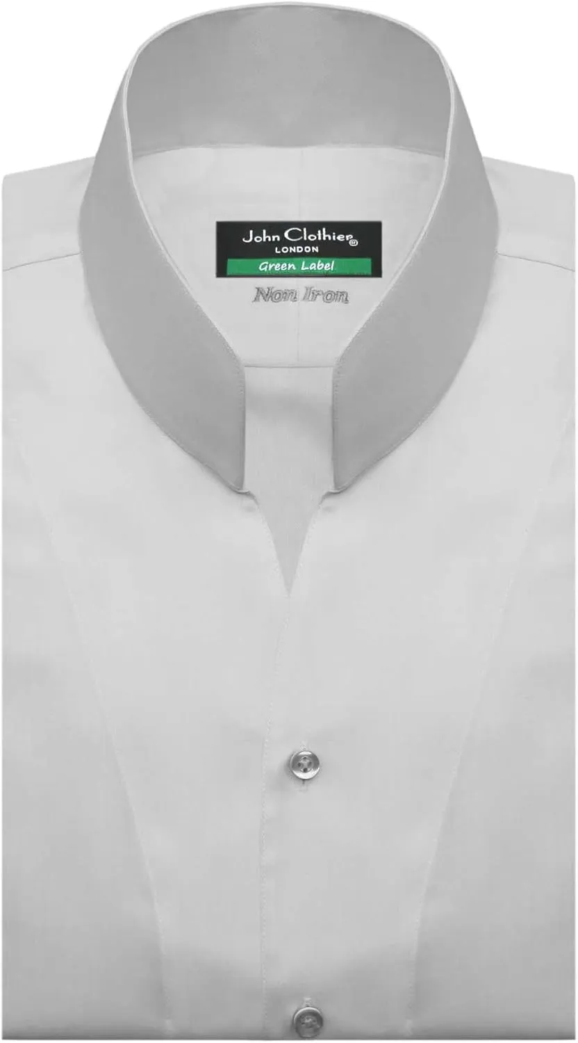 John Clothier High Open Collar Grey Men's Non Iron Cotton Shirt