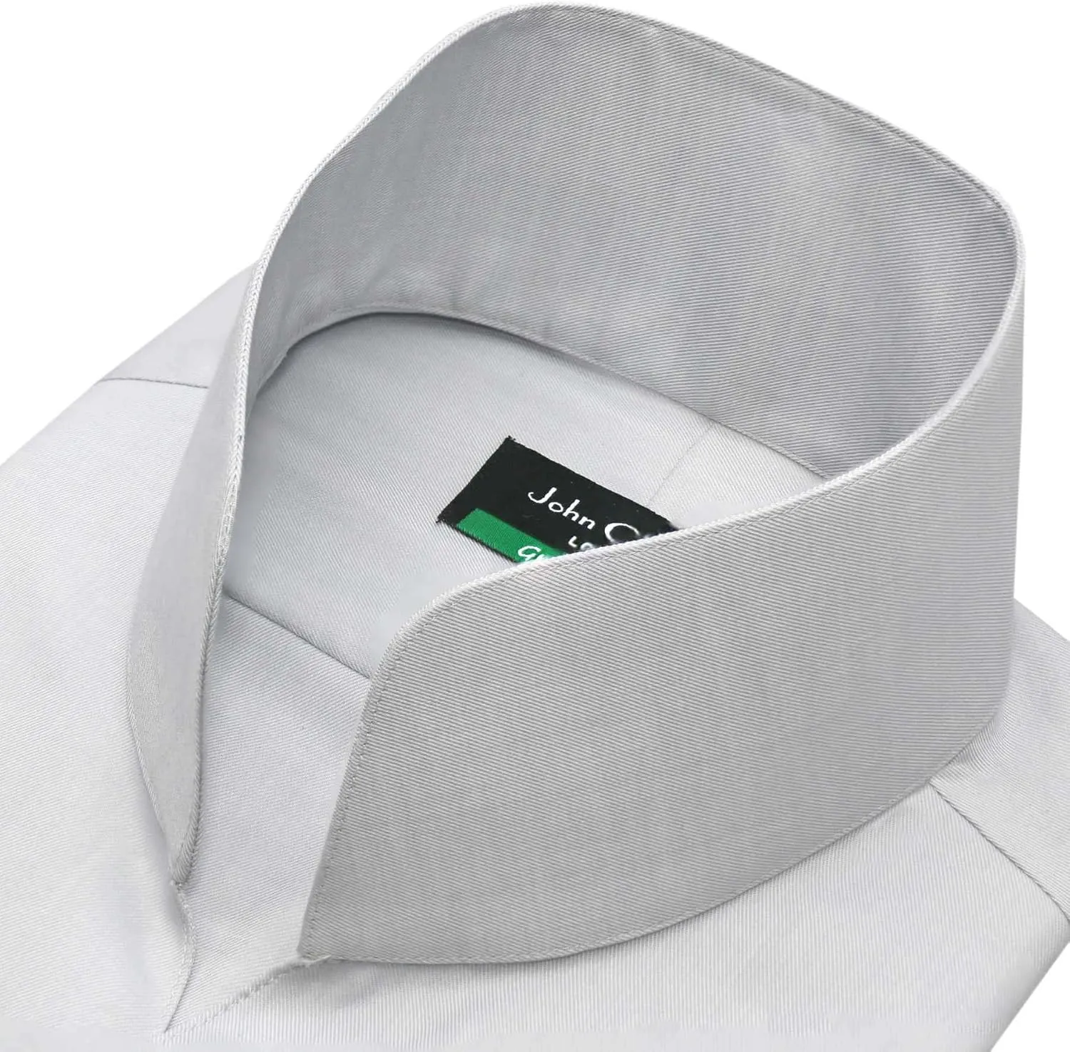 John Clothier High Open Collar Grey Men's Non Iron Cotton Shirt