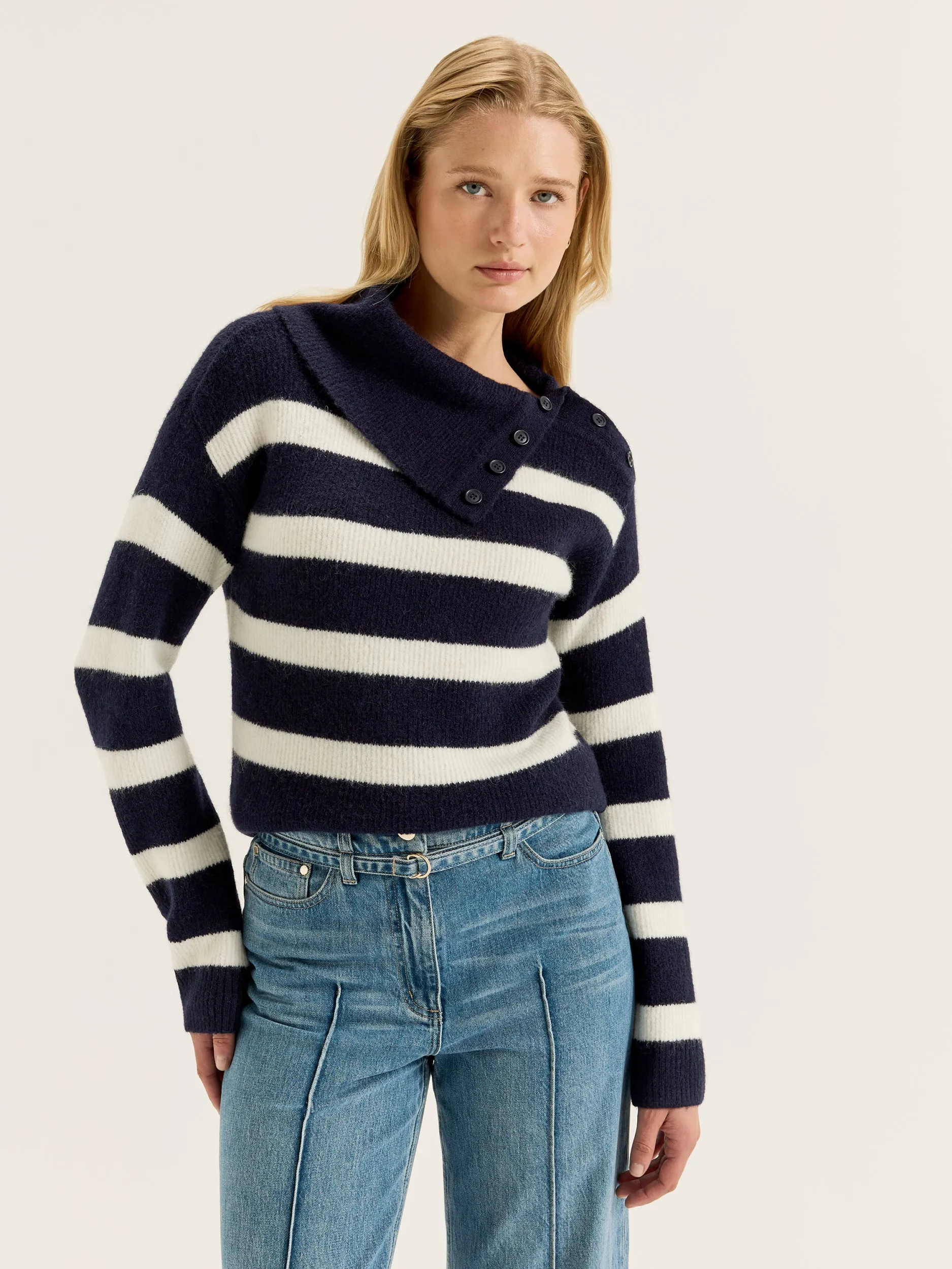 Tencel Blend Material Johnstone Stripe Jumper