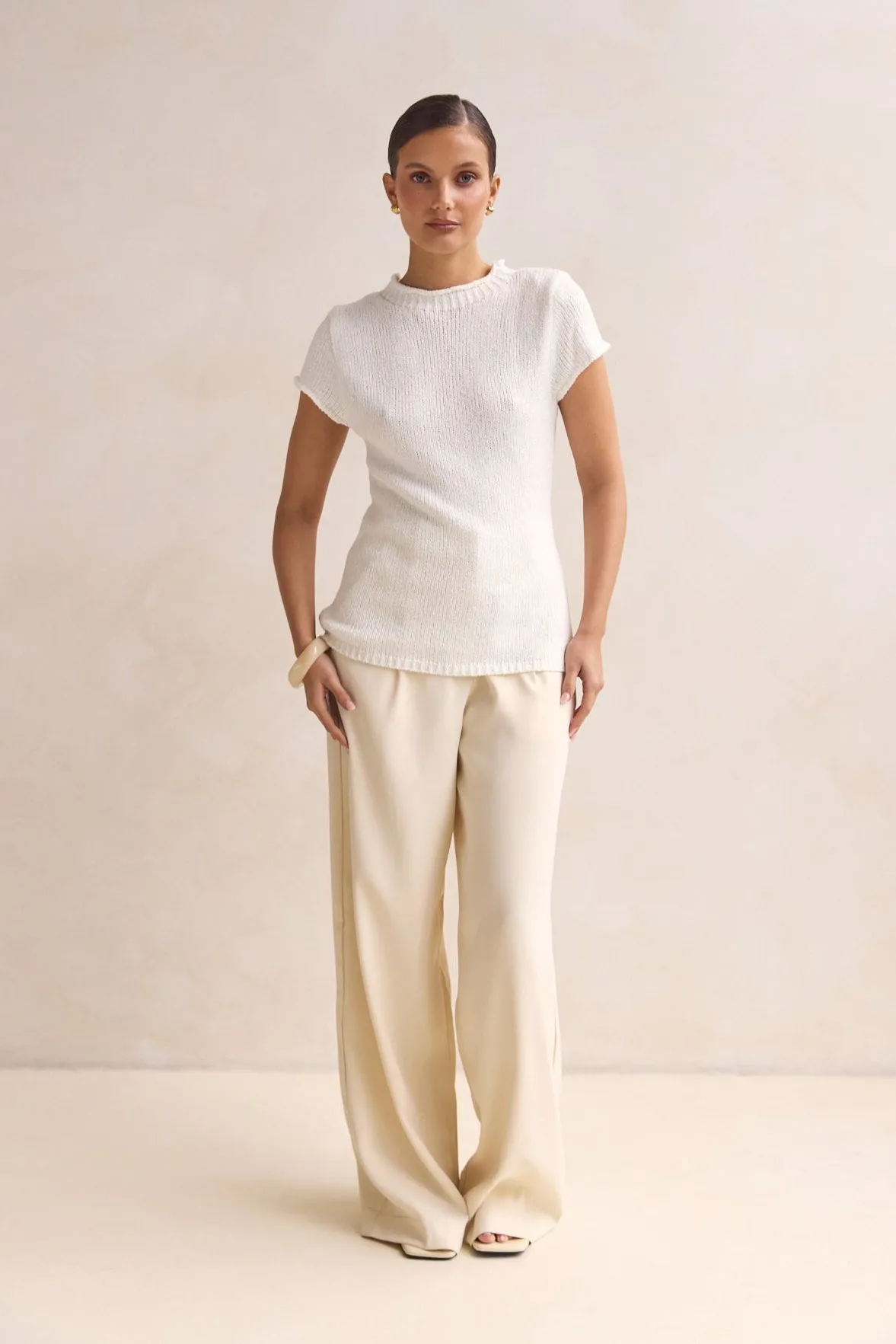 SeamlessSidePanels HeavyweightThermal Jolie Knit Top (White)