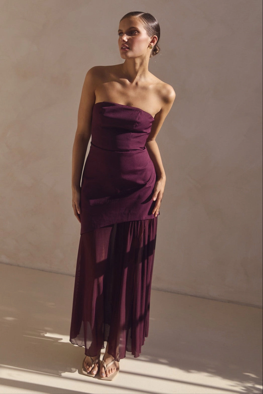 Chilly Day Comfort Neutral Base Juliana Maxi Dress (Plum)