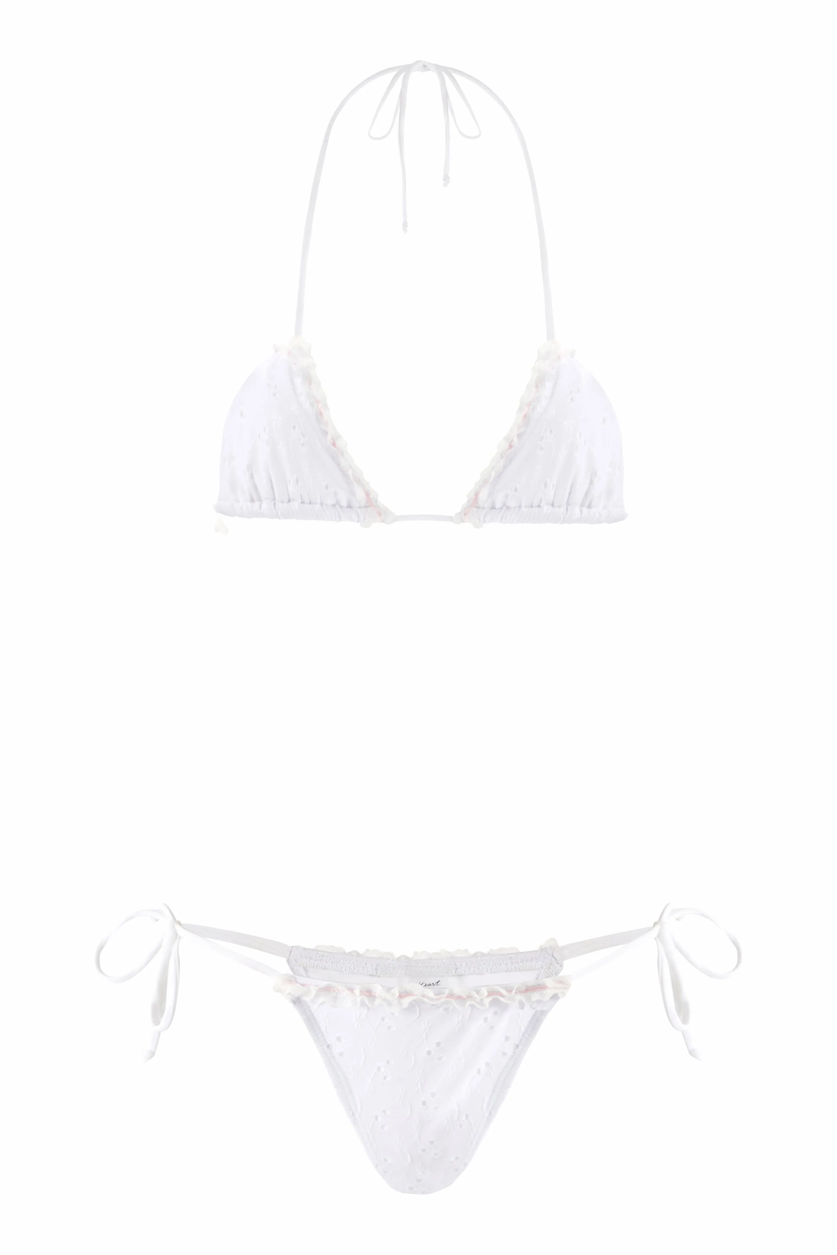 Juliet Skimpy Tie Side Bikini Bottom | Milk Eyelet Anti Static Lining Fitted Style