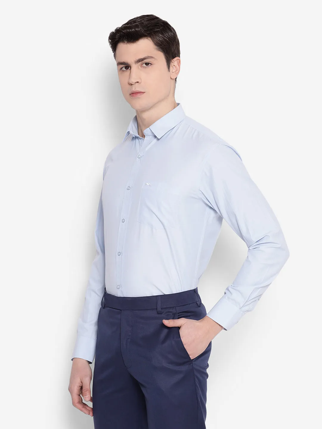 JUMP USA Men Light Blue Solid PolyCotton Formal Shirts