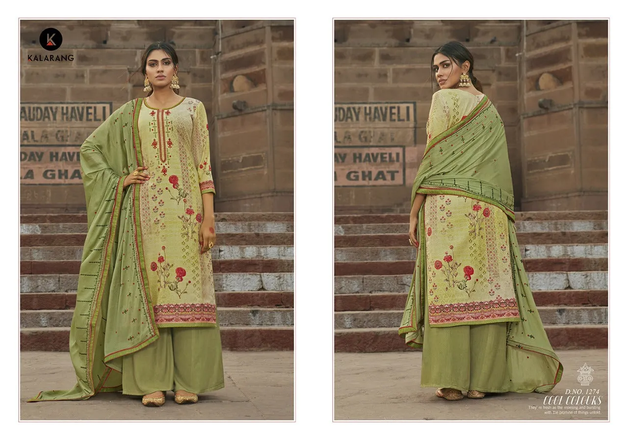 Kalarang Fashion Crystal Maslin Digital Embroidery Print Work Salwar Kameez